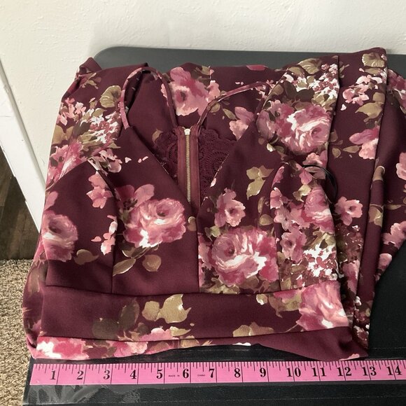 Windsor Dress Womens M Floral High Low Hem Open Back Lace Romantic Party Event - Picture 11 of 14